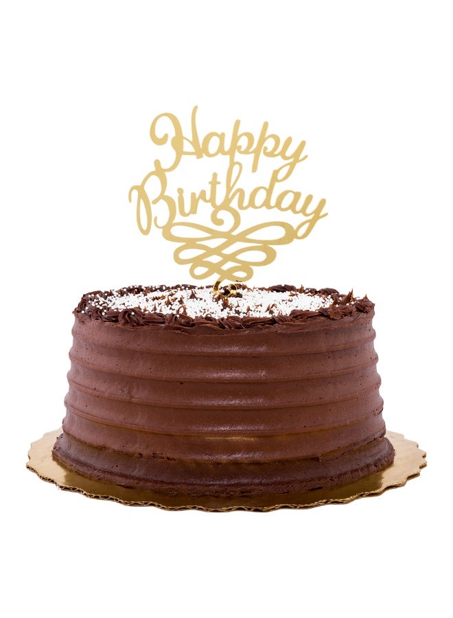 Restaurantware Top Cake Happy Birthday Cake Topper, 1 Mirrored Birthday Cake Decoration - With Swirls, Durable, Gold Acrylic Birthday Topper For Cakes, Party Decoration for Birthday - Image 2