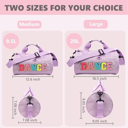 Himoswis Dance Bag for Girls Cute Ballet Bags Weekender Travel Duffle Bag Sport Gym Bag for Women and Men Toddler Kids Bag for Dancers Purple M - Image 3