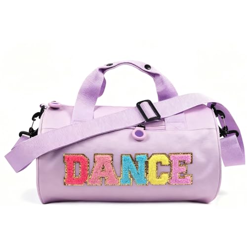 Himoswis Dance Bag for Girls Cute Ballet Bags Weekender Travel Duffle Bag Sport Gym Bag for Women and Men Toddler Kids Bag for Dancers Purple M - Image 1