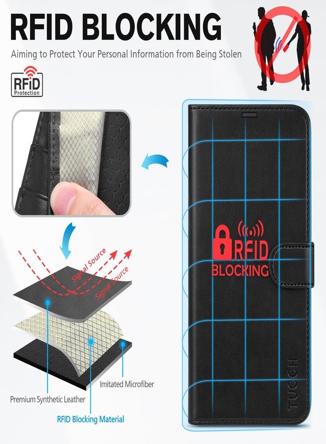 TUCCH Case Wallet for iPhone 15 Pro Max, RFID Blocking [4 Card Holder] Kickstand Shockproof TPU Interior Case, PU Leather Magnetic Flip Folio Cover Compatible with iPhone 15 Pro Max 6.7" 2023, Black - Image 3