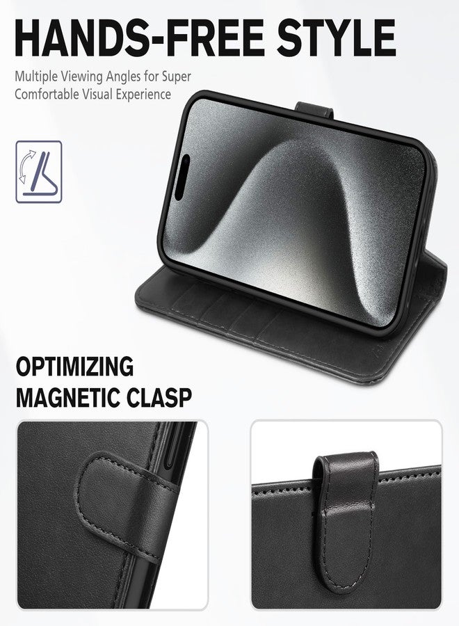 TUCCH Case Wallet for iPhone 15 Pro Max, RFID Blocking [4 Card Holder] Kickstand Shockproof TPU Interior Case, PU Leather Magnetic Flip Folio Cover Compatible with iPhone 15 Pro Max 6.7" 2023, Black - Image 4