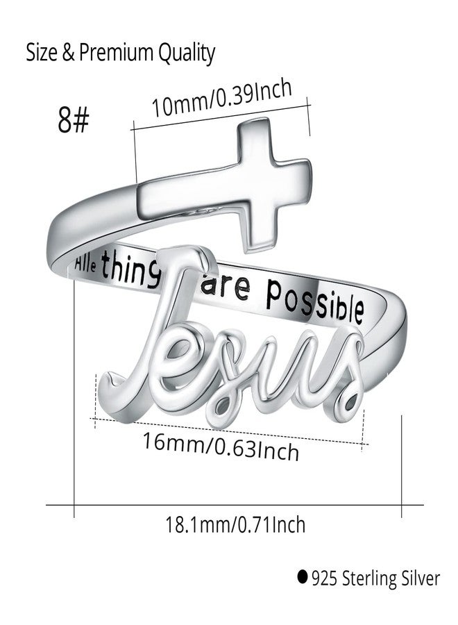 Cuoka Jesus Ring,Faith Cross Rings,Sterling Silver Adjustable Wrap Faithful Christian Fashion Band Ring for Women (Jesus ring) - Image 2