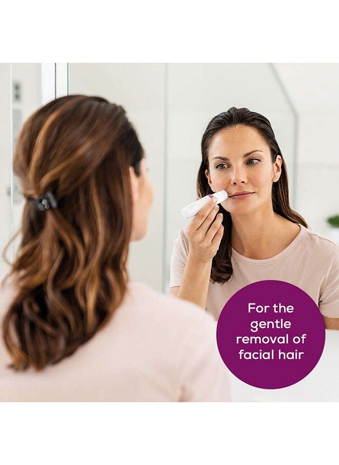 Beurer Facial Mini Hair Remover | Hl16 | Electric Facial Hair Removal For Women, Quick And Gentle, Finishing Touch For Upper Lips, Chin And Cheeks, Ideal For On-The-Go, With Smart White Light, White Color | Premium Facial Cleansing Tools  - Image 2