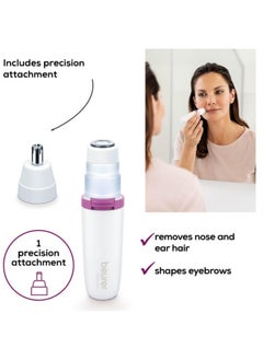 Beurer Facial Mini Hair Remover | Hl16 | Electric Facial Hair Removal For Women, Quick And Gentle, Finishing Touch For Upper Lips, Chin And Cheeks, Ideal For On-The-Go, With Smart White Light, White Color | Premium Facial Cleansing Tools  - Image 4
