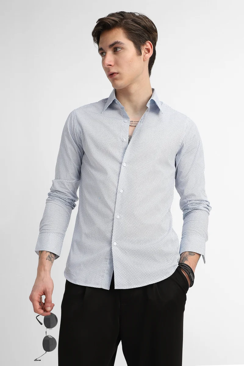 SNITCH Slim Fit 100% Cotton Geometric Shirt