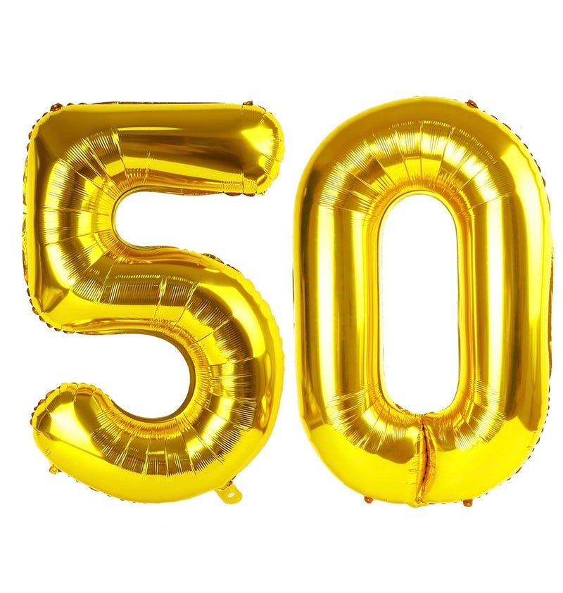 IWERP Gold Number 50 Balloon 40 inch, 50 Number Balloons, 50th Gold Birthday Decorations, 50 Year Old Women Men Golden Party Supplies - Image 1