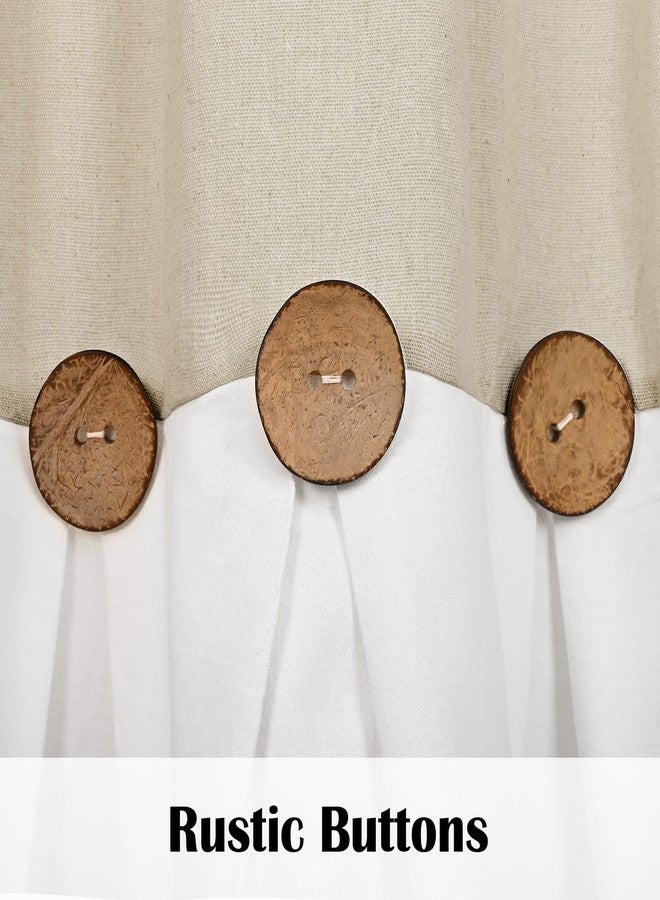 FRAMICS Farmhouse Valance Curtains, Boho Cotton Linen Kitchen Valance, Rustic Button Window Valances for Kitchen, Country Rod Pocket Valances for Windows Bathroom, Linen and White, 52 x 18 Inch - Image 5