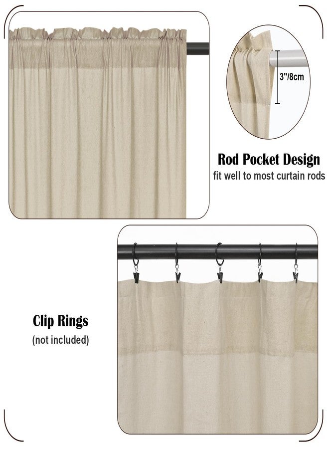 FRAMICS Farmhouse Valance Curtains, Boho Cotton Linen Kitchen Valance, Rustic Button Window Valances for Kitchen, Country Rod Pocket Valances for Windows Bathroom, Linen and White, 52 x 18 Inch - Image 4