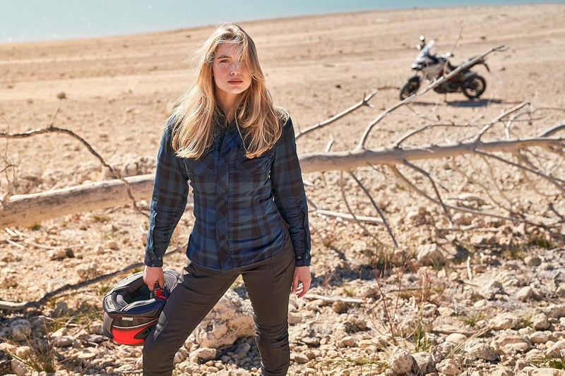 SHIMA Renegade Lady 2 Motorcycle Shirt for Women - Armored Plaid Biker Flannel Jacket - Image 3