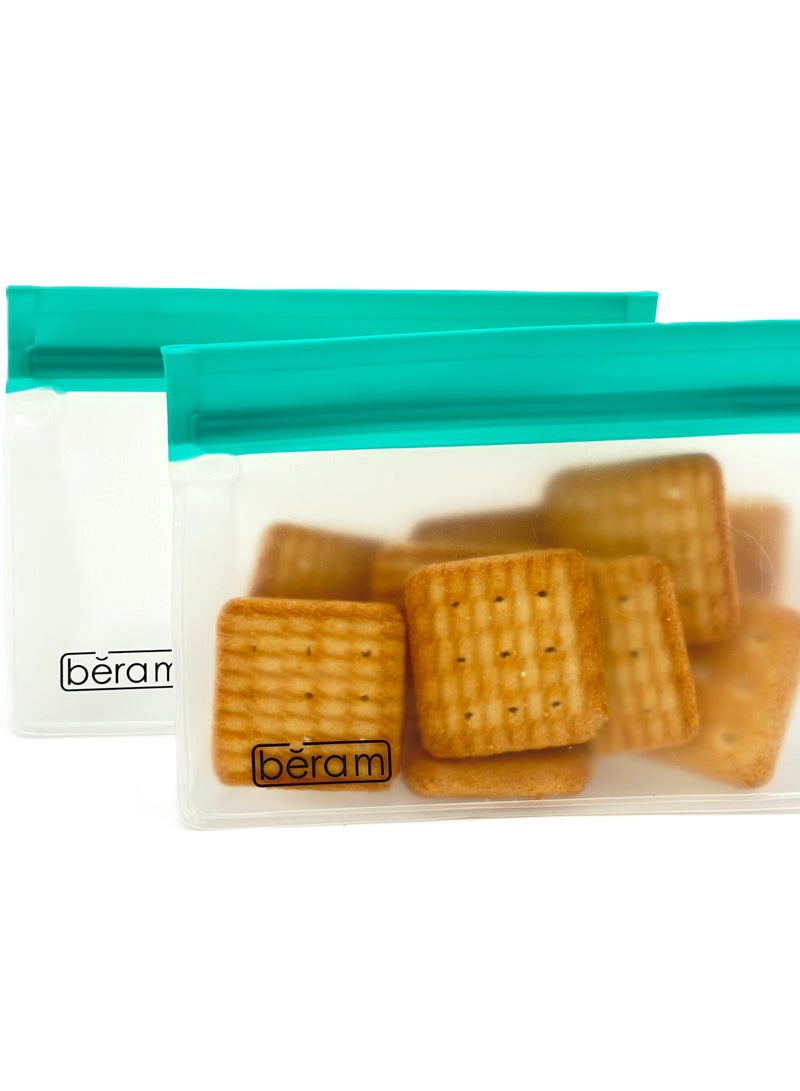 Beram Reusable Food Storage Bags, Reusable Sandwich Bags, Preserving Food Container, Peva Pouches, Food Storage Set, Cooking, Lunch, Snack, Baby Food Prep, Freezer Bags, Standing Ziplock Bags, Travel Bags  - Image 1