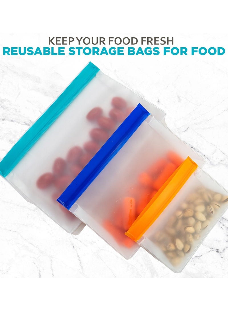 Beram Reusable Food Storage Bags, Reusable Sandwich Bags, Preserving Food Container, Peva Pouches, Food Storage Set, Cooking, Lunch, Snack, Baby Food Prep, Freezer Bags, Standing Ziplock Bags, Travel Bags  - Image 4