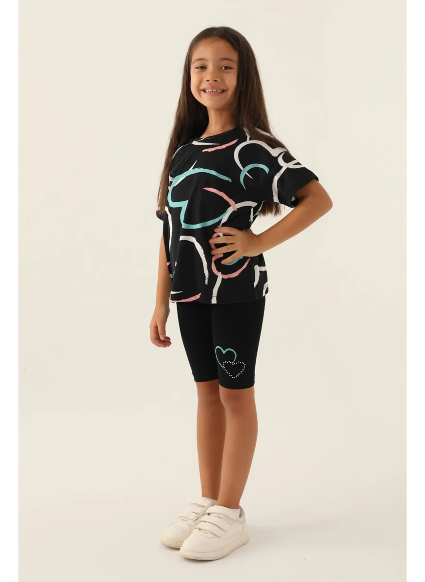 RolyPoly Heart Black Girl Bermuda Set