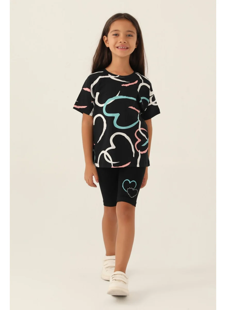RolyPoly Heart Black Girl Bermuda Set