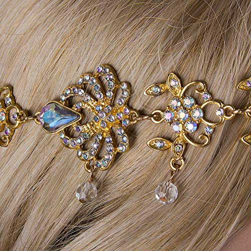 CROWN GUIDE Bridal Headband and Earrings Crystal Jewelry Set Wedding Headpiece for Women Brides Tiara Rhinestone Hair Accessories Gold - Image 4