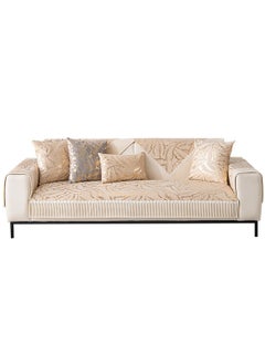 GOOTOY Anti-Slip Sofa Cover Jacquard Plush Couch Covers High-End Furniture Cushions For All Seasons 90x210cm Beige  - Image 1