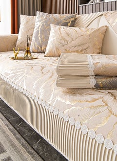 GOOTOY Anti-Slip Sofa Cover Jacquard Plush Couch Covers High-End Furniture Cushions For All Seasons 90x210cm Beige  - Image 4