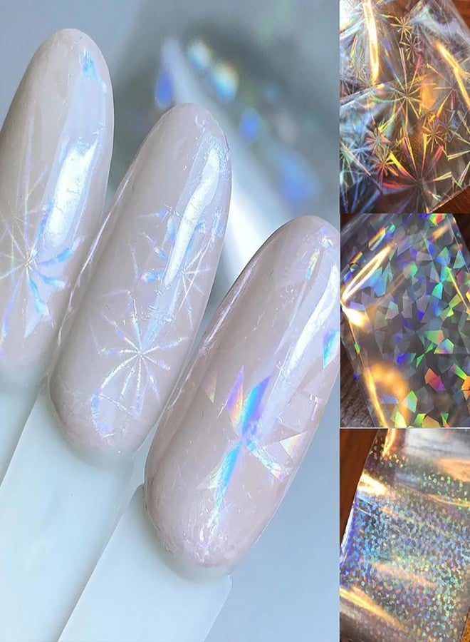 SILPECWEE 2 Boxes Aurora Nail Foil Clear Laser Glass Fragment Nail Transfer Foil for Acrylic Nails Pink Starry Sky Holographic Nail Art Foil Stickers Manicure Design for DIY Nails Decoration - Image 2