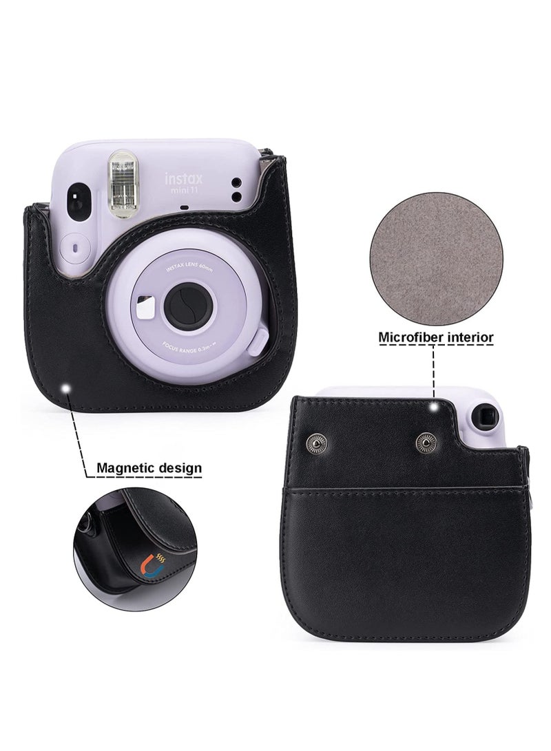 PU Leather For Instax Camera Compact Case for Fujifilm Instax Mini 11/9/8/8+ Instant Film Camera Black Penguin