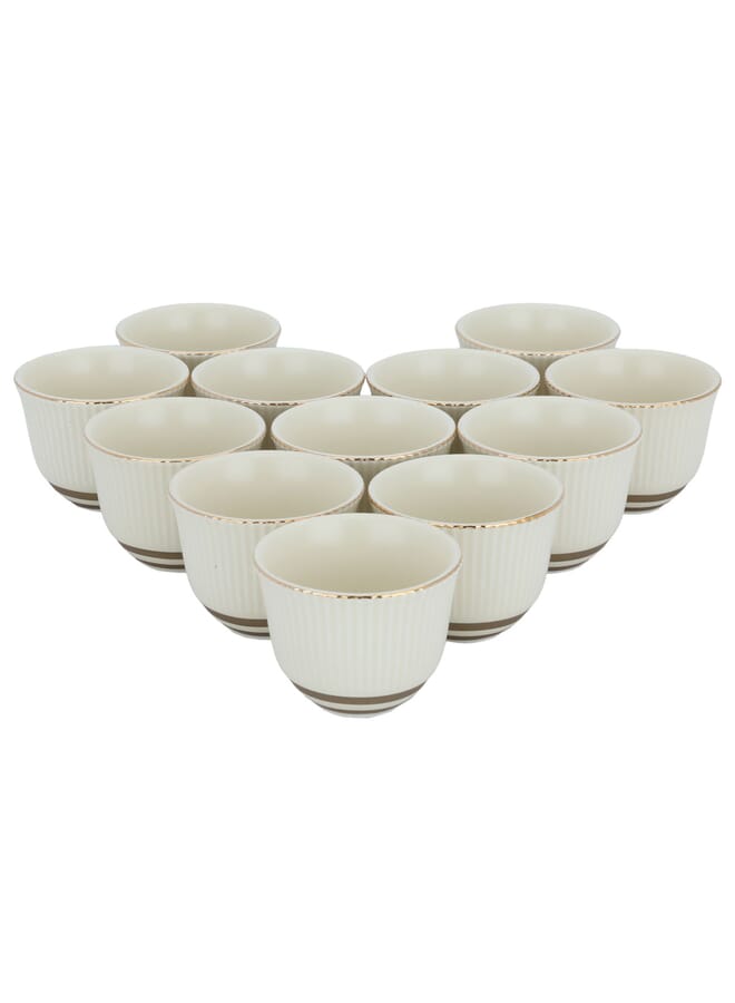 Alsaif Gallery Al Saif Gallery Porcelain Arabic Coffee Cup Set, 12 Pieces - Beige Gold - Image 2
