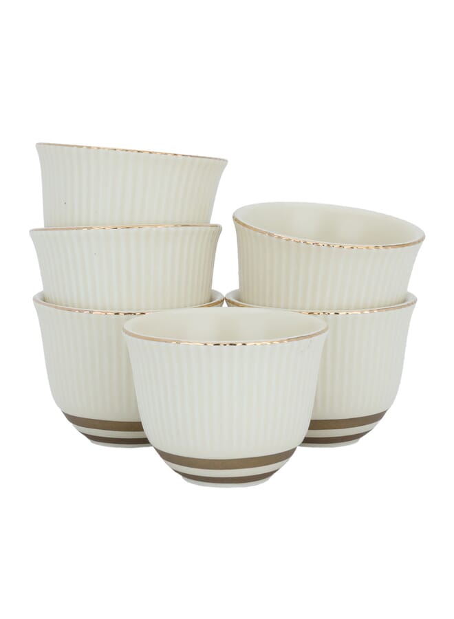 Alsaif Gallery Al Saif Gallery Porcelain Arabic Coffee Cup Set, 12 Pieces - Beige Gold - Image 1