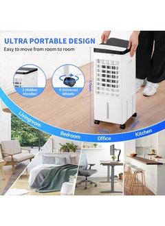 Yoawllty Evaporative Air Cooler with Timer & Remote, 3-in-1 Air Cooler High Cooling for Summer, 3-Speed Oscillating Air Circulator, Portable Cooler Fan for Bedroom, Kitchen, Office Indoor Use  - Image 2