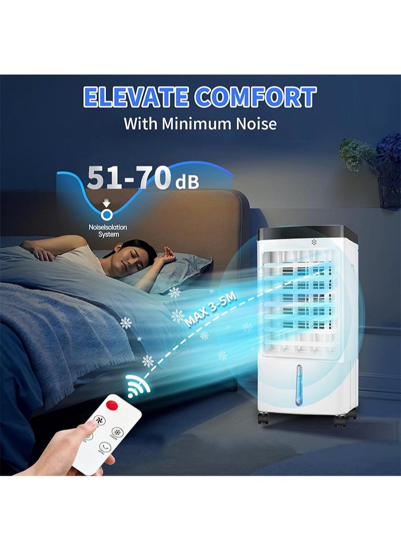 Yoawllty - Evaporative Air Cooler with Timer & Remote, 3-in-1 Air Cooler High Cooling for Summer, 3-Speed Oscillating Air Circulator, Portable Cooler Fan for Bedroom, Kitchen, Office Indoor Use - Image 1