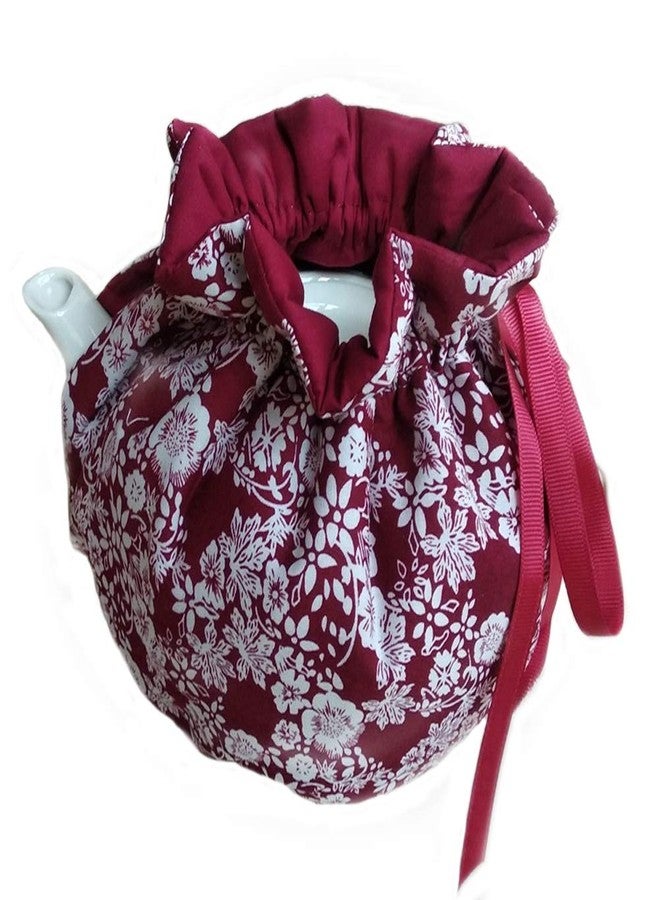 Yangshine Cotton Tea Cozy, Dark Red Floral Tea Pot Warmer Vintage Decorative Dust Proof Teapot Cover with Insulation Pad to Keep Tea Warm, Tea Cosy for Kitchen Home Office Restrant Decro - Image 1