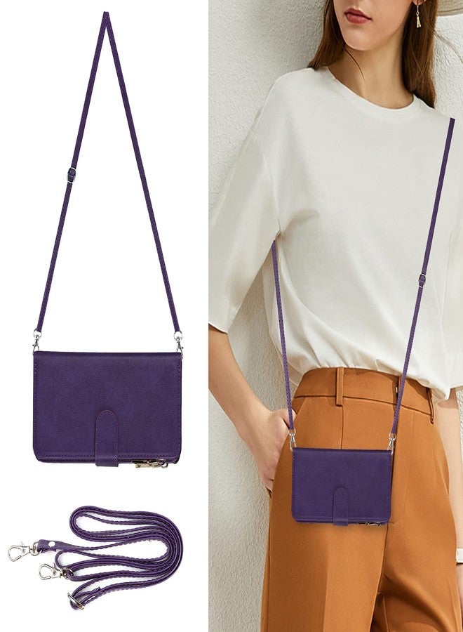 Jaorty Compatible with iPhone 13 Wallet Case,[9 Card Slots] Removable Adjustable Crossbody Necklace Lanyard Shoulder Strap Zipper Magnetic Leather Case for iPhone 13,6.1 inch Purple - Image 2