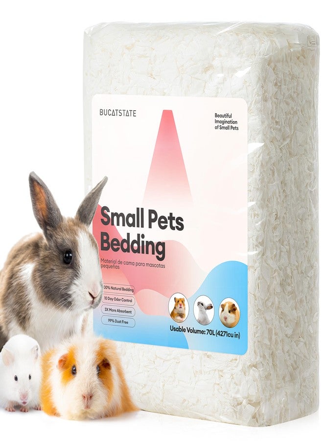 BUCATSTATE Hamster Bedding 70L, 99% Dust-Free Guinea Pig Bedding Odor Control Paper Bedding, Cozy Small Animal Bedding for Rabbit Rat Syrian Dwarf Hamsters Gerbils (White) - Image 1