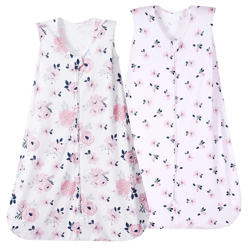 PHF حقيبة نوم للأطفال من ديفيد - عبوة مكونة من 2، مناسبة للأطفال من 12-18 شهرًا، مصنوعة من رايون مستخرج من البامبو، ناعمة للغاية، TOG 0.5، بطانيات قابلة للارتداء للأطفال مع سحاب مزدوج الاتجاه، حجم كبير، مزخرفة بالزهور - Image 1