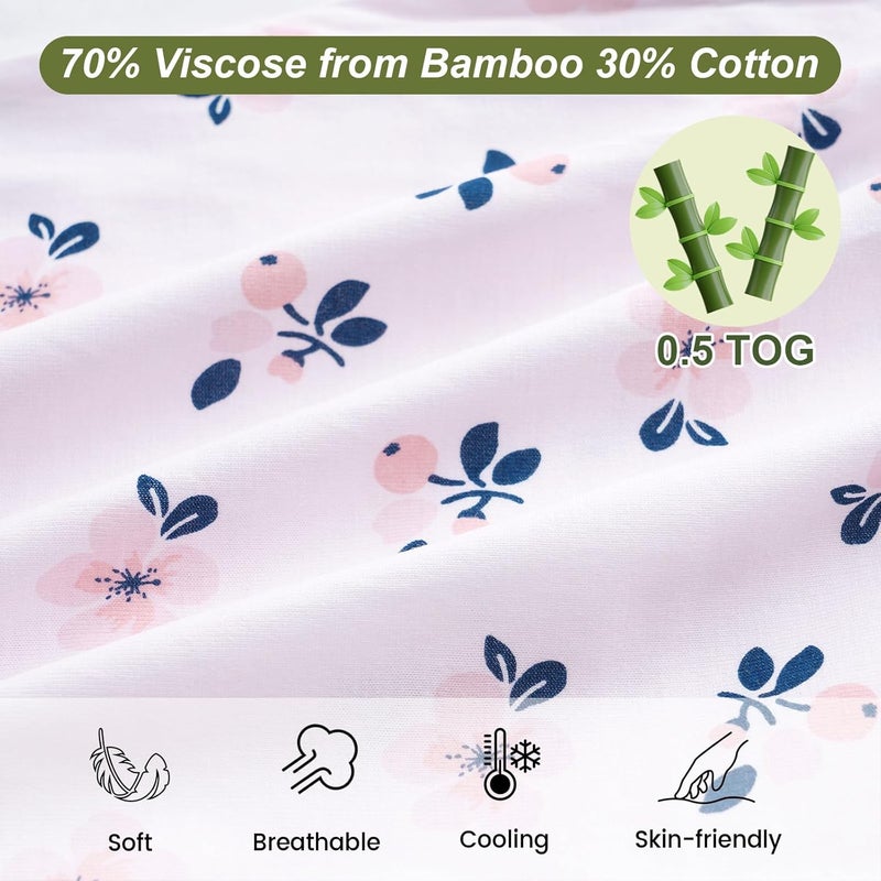 PHF حقيبة نوم للأطفال من ديفيد - عبوة مكونة من 2، مناسبة للأطفال من 12-18 شهرًا، مصنوعة من رايون مستخرج من البامبو، ناعمة للغاية، TOG 0.5، بطانيات قابلة للارتداء للأطفال مع سحاب مزدوج الاتجاه، حجم كبير، مزخرفة بالزهور - Image 3