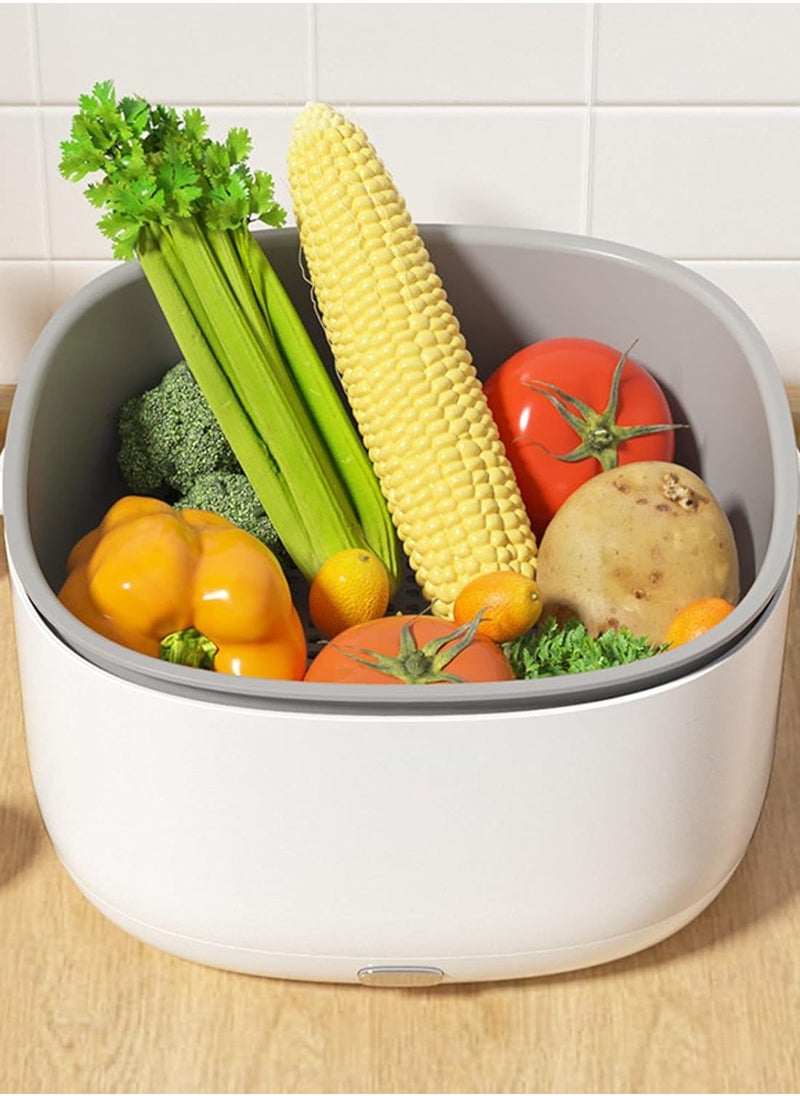 SMART HOME - Fruit and Vegetable Washing Machine, Ultrasonic Electric Vegetable Cleaning Basket Large Capacity Portable Fruit Cleaner Device Kitchen Supplies for Fruits Vegetables Seafood Meat - Image 1