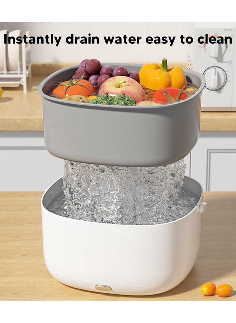 SMART HOME - Fruit and Vegetable Washing Machine, Ultrasonic Electric Vegetable Cleaning Basket Large Capacity Portable Fruit Cleaner Device Kitchen Supplies for Fruits Vegetables Seafood Meat - Image 1