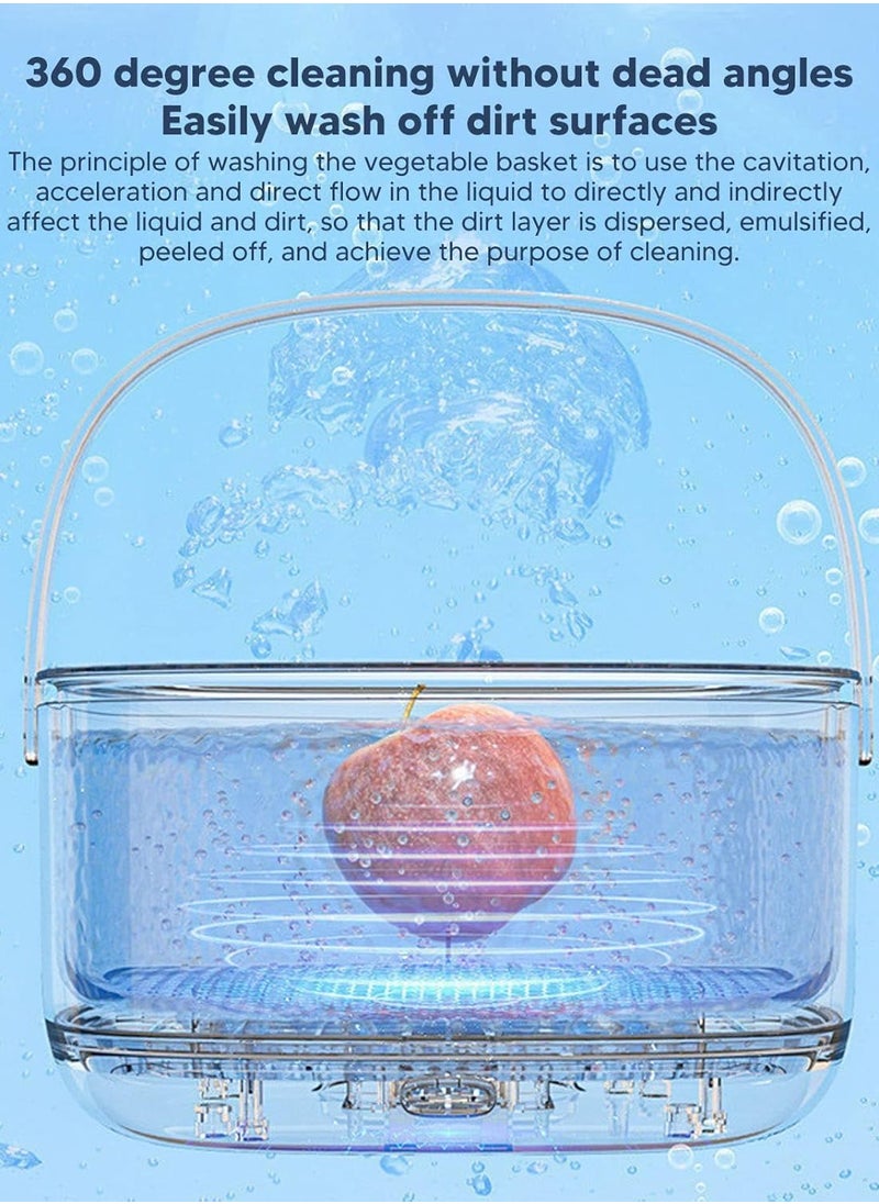 SMART HOME - Fruit and Vegetable Washing Machine, Ultrasonic Electric Vegetable Cleaning Basket Large Capacity Portable Fruit Cleaner Device Kitchen Supplies for Fruits Vegetables Seafood Meat - Image 1