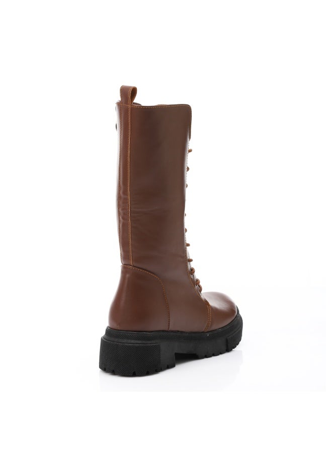 آيس كلوب الارتباط حتى منتصف الساق الأحذية الجلدية - هافانا - Image 3