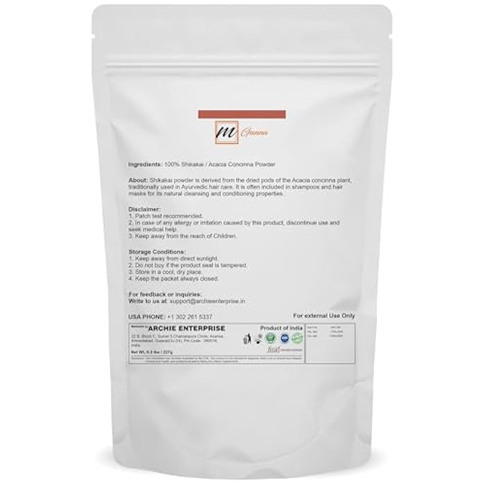 mGanna 100% Pure Shikakai/Acacia Concinna Powder for Hair Care | Natural Hair Cleanser & Conditioner 0.50 LBS / 227 GMS / 8 Oz - Image 2
