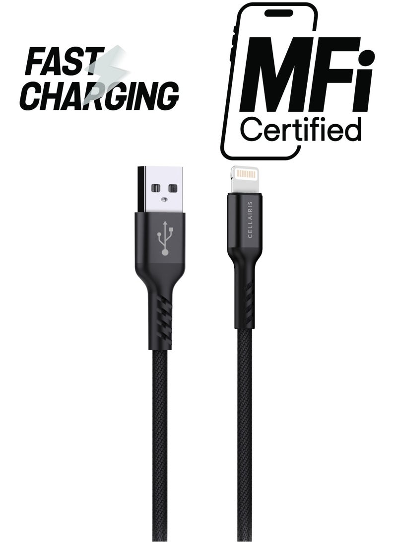 Cellairis Premium Nylon Cable Lightning 1M - Black - Image 1