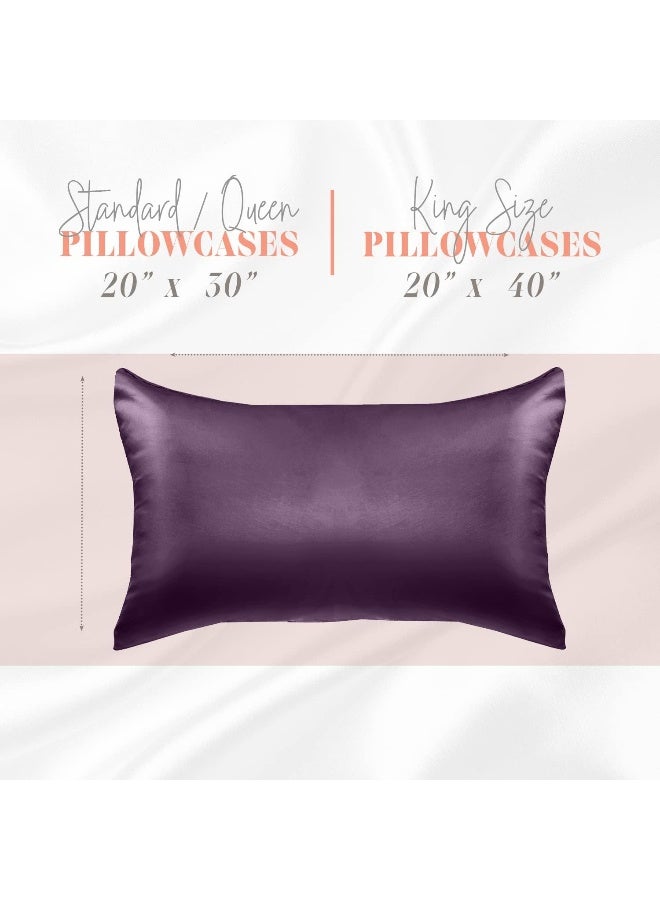 Elegant Comfort Elegant Comfort Silky and Luxurious 2-Piece Satin Pillowcase Set for Healthier Skin and Hair, Hidden Zipper Closure and Beautifully Packaged, Satin Pillowcase Set, Standard/Queen, Purple  - Image 3