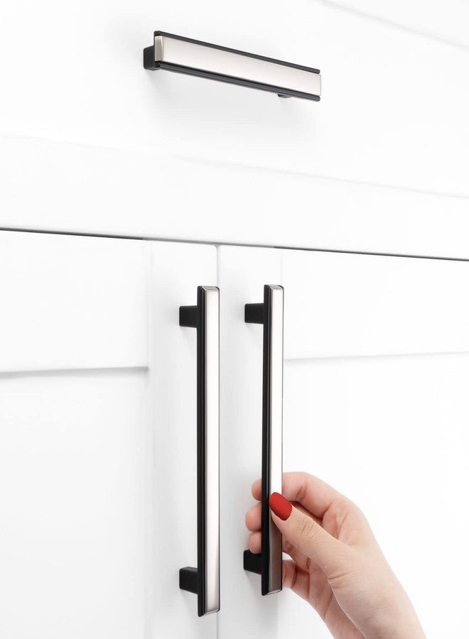 BEROSSA 5 Inch Screw Spacing, Nickel & Black 2-Tone Cabinet Pulls, Kitchen Furniture Handles, Pack of 10 | Solid Hardware for Cupboard Door Bedroom Dresser Drawer Bathroom Vanity 2281 - Image 5