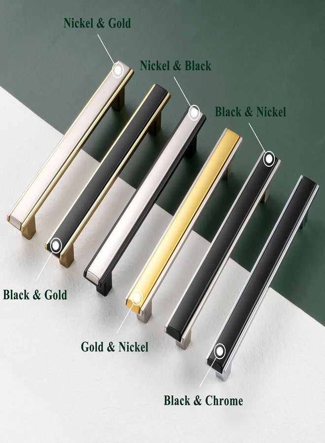 BEROSSA 5 Inch Screw Spacing, Nickel & Black 2-Tone Cabinet Pulls, Kitchen Furniture Handles, Pack of 10 | Solid Hardware for Cupboard Door Bedroom Dresser Drawer Bathroom Vanity 2281 - Image 2
