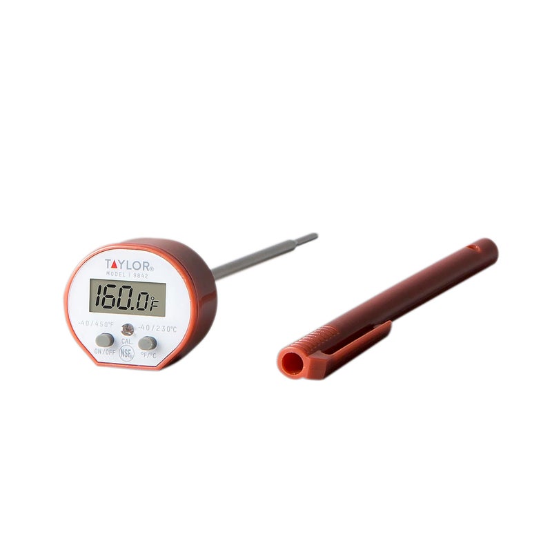 Taylor Waterproof Digital Instant Read Thermometer For Cooking, BBQ, Grilling, Baking, And Meat, Comes With Pocket Sleeve Clip, Red - Image 1