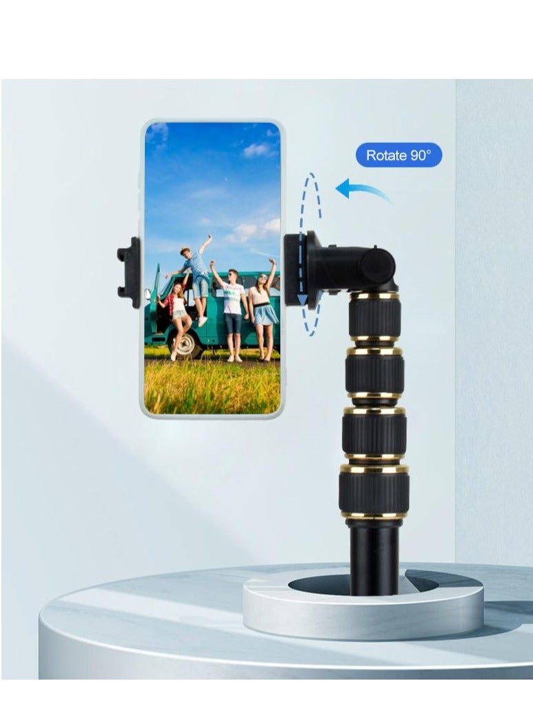 Tripod for Phone with Bluetooth Mobile Phone Holder with Adjustable Height Stable Vibration Control Stand for iPad Camera Photography Selfie Stick Vlogging Live Tiktok ET-169（Black）  - Image 2