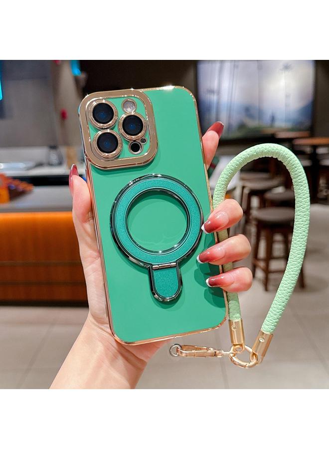 اس-توب جراب لهاتف iPhone 12 Pro مع حامل معدني مطلي بالكهرباء على شكل عين ساحرة مع حبل - Image 1