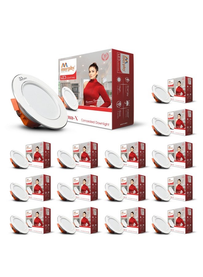 MURPHY Murphy Croma 9W Concealed LED Downlight | Pack of 15 | Warm White |Aluminium Finish | Eye-Caring & Long-Lasting Brightness | 2 Years Warranty | Suited for 3 Inch Junction Box - Image 1