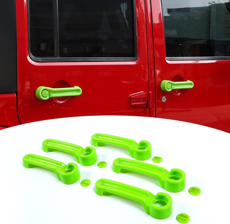 SQQP Green Door Handle Cover & Tailgate Handle Cover Inserts for Jeep Wrangler JKU, Liberty, and Dodge Nitro - Image 1