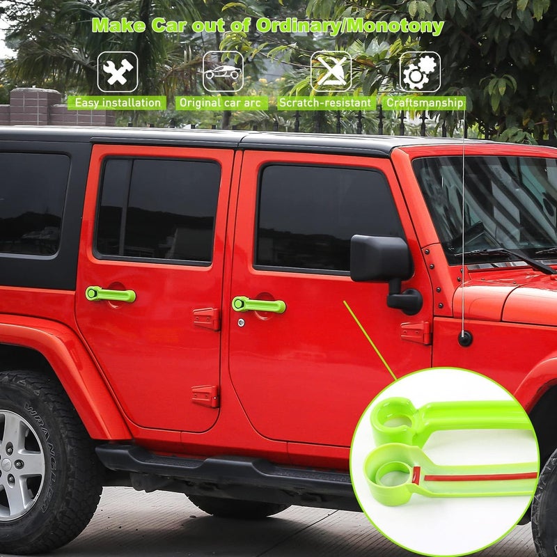 SQQP Green Door Handle Cover & Tailgate Handle Cover Inserts for Jeep Wrangler JKU, Liberty, and Dodge Nitro - Image 3