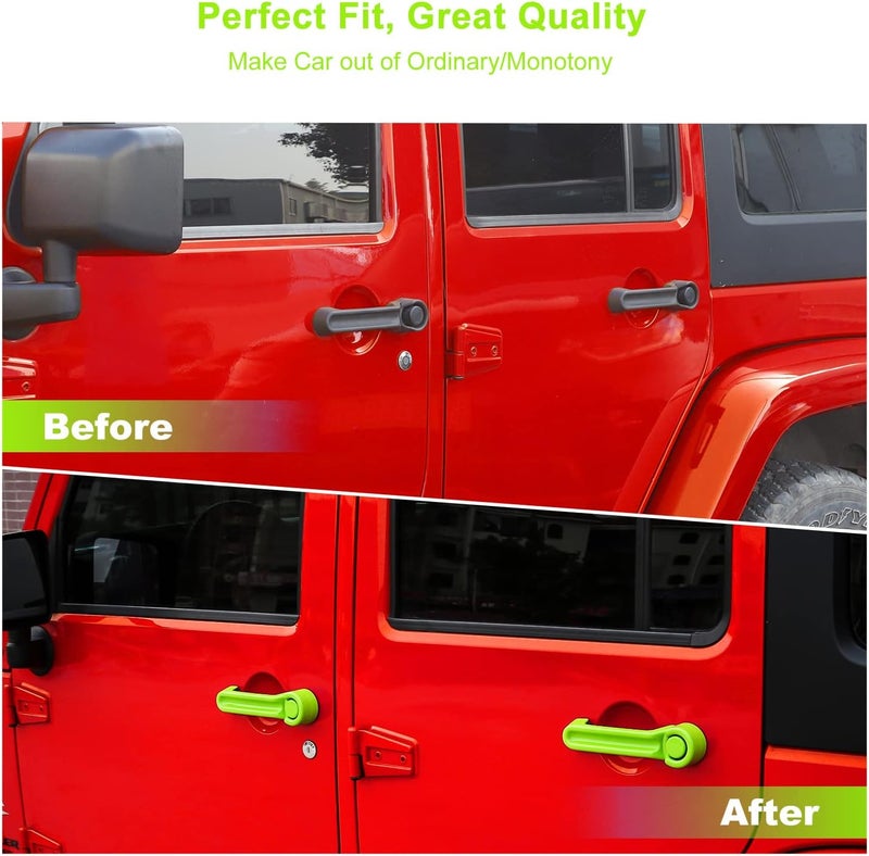 SQQP Green Door Handle Cover & Tailgate Handle Cover Inserts for Jeep Wrangler JKU, Liberty, and Dodge Nitro - Image 2