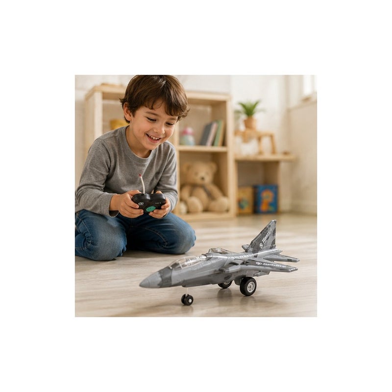 Aircraft RC Fighter Jet Toy Plane Model for Kids, Remote Control Military Aircraft, Grey Camouflage - Image 3