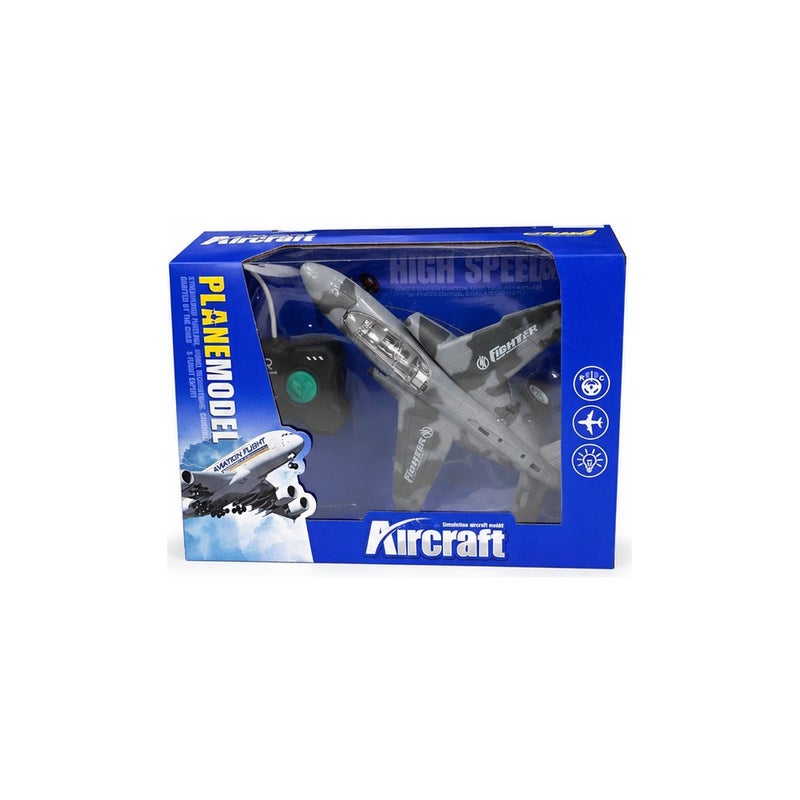 Aircraft RC Fighter Jet Toy Plane Model for Kids, Remote Control Military Aircraft, Grey Camouflage - Image 1