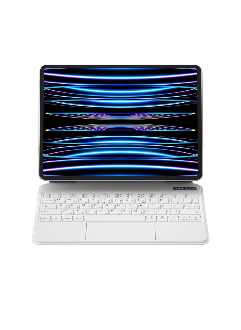 FlashHawk - Arabic English Wireless Magic Keyboard for iPad Pro 11-inch, iPad Air 4/5 10.9-inch White - Image 1